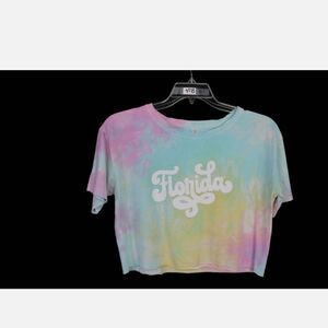 SUMMIT HADLEY TIE DYE VINTAGE WASHED FLORIDA CROPPED SHORT SLEEVE WOMENS M NWT